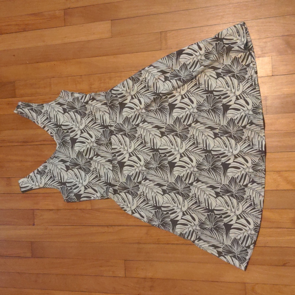 Pact Revive V-Neck Tank Dress Small Grape Leaf Palms